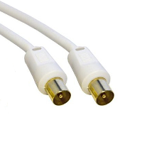 Co-axial TV Fly Lead - Male to Male - White - 4m