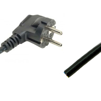 Angled Schuko CEE7/7 to Cut End  - 1.0mm² core black mains cable - 5m