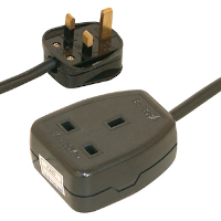 UK Plug - 1 Gang UK Socket (Extension) - Black - 5m