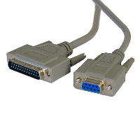 9 pin (DB9) Female to 25 pin (DB25) Male - Null Modem - CAD Applications - 5m