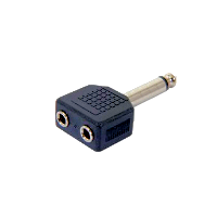 Mono Jack (6.3mm) Plug to 2 x Mono Jack (6.3mm) Socket - Adaptor