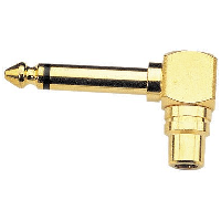 Mono Jack (6.3mm) Plug to RCA Phono (Right Angled) Socket - Gold Plated - Adaptor