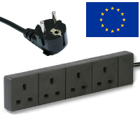 Schuko CEE7/7 Plug to a 4 Gang UK Socket - 1m