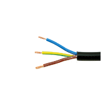 H05VV-F - 0.75mm² 3 Core Mains Cable - Black - 1m