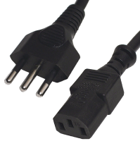 Swiss Plug to IEC C13 - Mains Lead - 0.75mm² - 2m