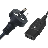 Australian 2 pin Plug to IEC C9 - Mains Lead - 0.75mm² - Black - 2m