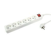 Schuko Angled - 6 Gang Extension (Switchable) - White - 1.5m