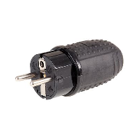 Rewireable Schuko CEE7/7 Plug -  Black - IP44