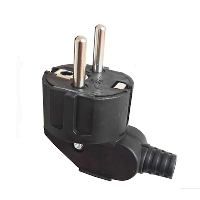 Schuko CEE7/7 Plug - Rewireable - Black - Right Angle