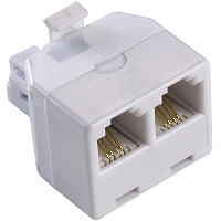 Telecomms Adaptor - RJ11 Plug to 2 x RJ11 Sockets