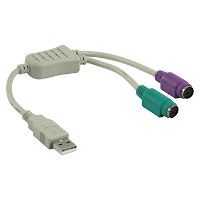 USB A plug to 2 x PS2 sockets