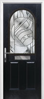 2 Panel 1 Arch Abstract Composite Front Door in Black