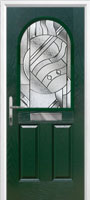 2 Panel 1 Arch Abstract Composite Front Door in Green