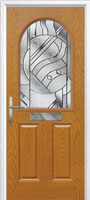 2 Panel 1 Arch Abstract Composite Front Door in Oak