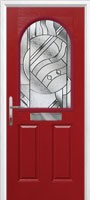 2 Panel 1 Arch Abstract Composite Front Door in Red
