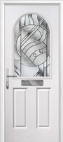 2 Panel 1 Arch Abstract Composite Front Door in White