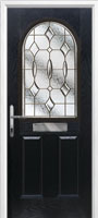 2 Panel 1 Arch Brass Art Clarity Composite Front Door in Black