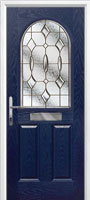 2 Panel 1 Arch Brass Art Clarity Composite Front Door in Dark Blue