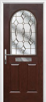 2 Panel 1 Arch Brass Art Clarity Composite Front Door in Darkwood