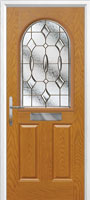 2 Panel 1 Arch Brass Art Clarity Composite Front Door in Oak