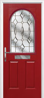 2 Panel 1 Arch Brass Art Clarity Composite Front Door in Red