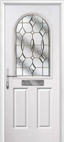 2 Panel 1 Arch Brass Art Clarity Composite Front Door in White