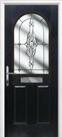 2 Panel 1 Arch Crystal Bohemia Composite Front Door in Black