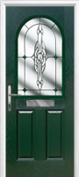 2 Panel 1 Arch Crystal Bohemia Composite Front Door in Green