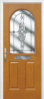 2 Panel 1 Arch Crystal Bohemia Composite Front Door in Oak
