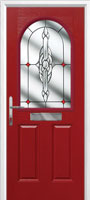 2 Panel 1 Arch Crystal Bohemia Composite Front Door in Red