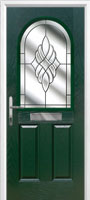 2 Panel 1 Arch Crystal Eternity Composite Front Door in Green