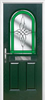 2 Panel 1 Arch Crystal Harmony Composite Front Door in Green