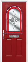 2 Panel 1 Arch Crystal Harmony Composite Front Door in Red
