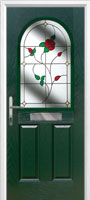 2 Panel 1 Arch English Rose Composite Front Door in Green