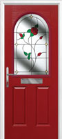 2 Panel 1 Arch English Rose Composite Front Door in Red