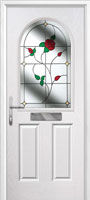 2 Panel 1 Arch English Rose Composite Front Door in White