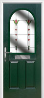 2 Panel 1 Arch Fleur Composite Front Door in Green