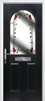 2 Panel 1 Arch Mackintosh Rose Composite Front Door in Black