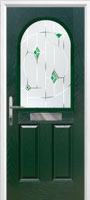 2 Panel 1 Arch Murano Composite Front Door in Green
