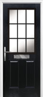 2 Panel 1 Grill Composite Front Door in Black