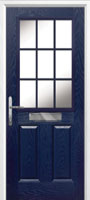 2 Panel 1 Grill Composite Front Door in Dark Blue
