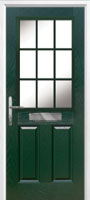 2 Panel 1 Grill Composite Front Door in Green