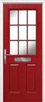 2 Panel 1 Grill Composite Front Door in Red