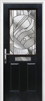 2 Panel 1 Square Abstract Composite Front Door in Black