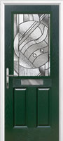 2 Panel 1 Square Abstract Composite Front Door in Green