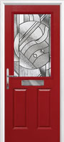 2 Panel 1 Square Abstract Composite Front Door in Red