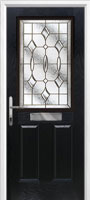 2 Panel 1 Square Brass Art Clarity Composite Front Door in Black