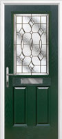 2 Panel 1 Square Brass Art Clarity Composite Front Door in Green