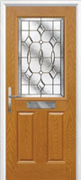 2 Panel 1 Square Brass Art Clarity Composite Front Door in Oak