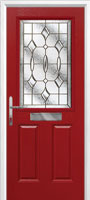 2 Panel 1 Square Brass Art Clarity Composite Front Door in Red